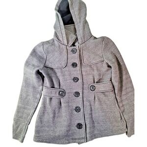 Self Esteem heavy jacket Women's size Medium Gray Hooded Button Roll Tab Sleeves